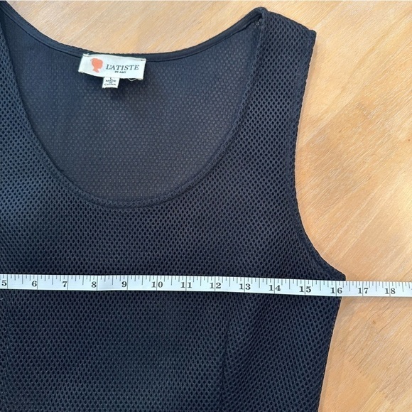 L’Atiste By Amy Fit Flare Black Sleeveless Mesh Dress A Line Size Large - Picture 8 of 11
